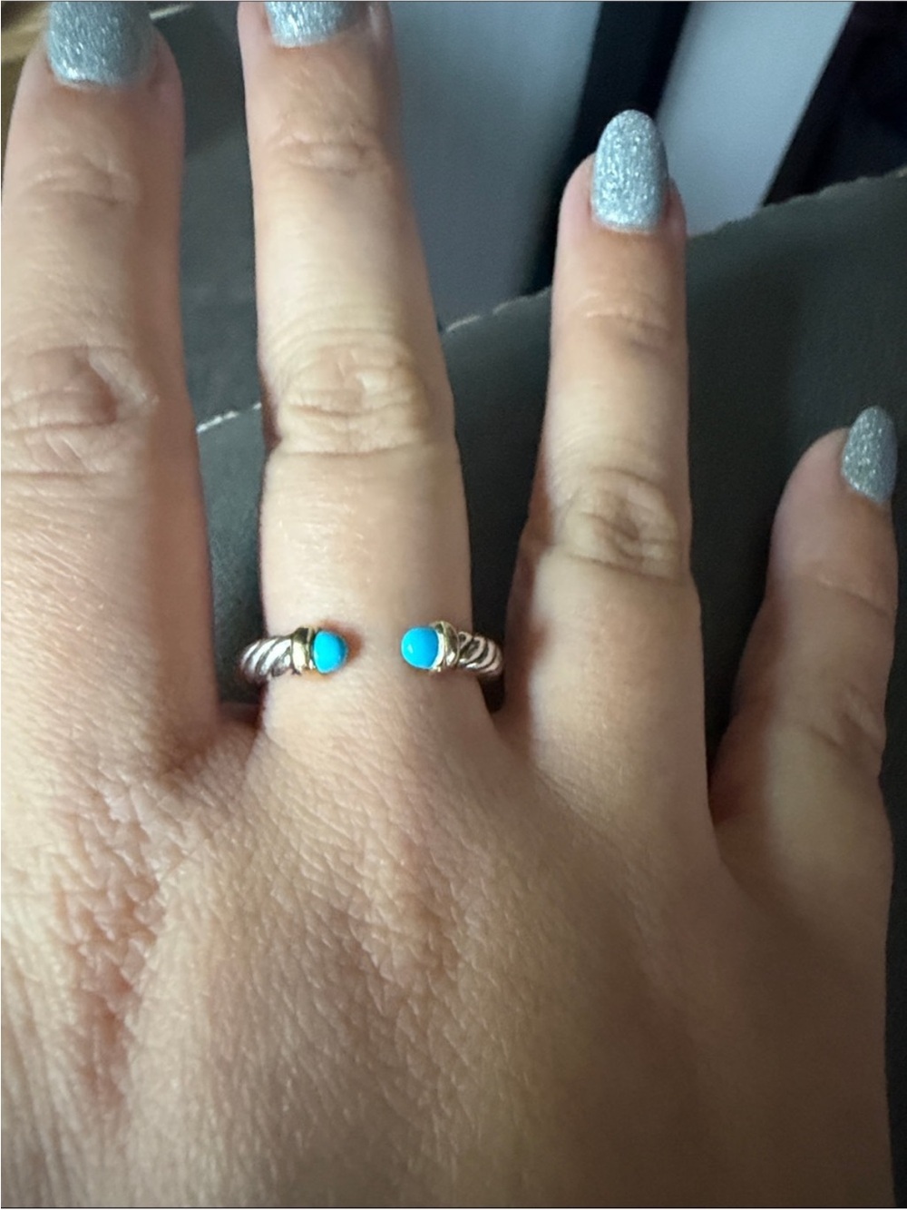 David Yurman Petite Cable Ring Turquoise Size 8 - Picture 6 of 7